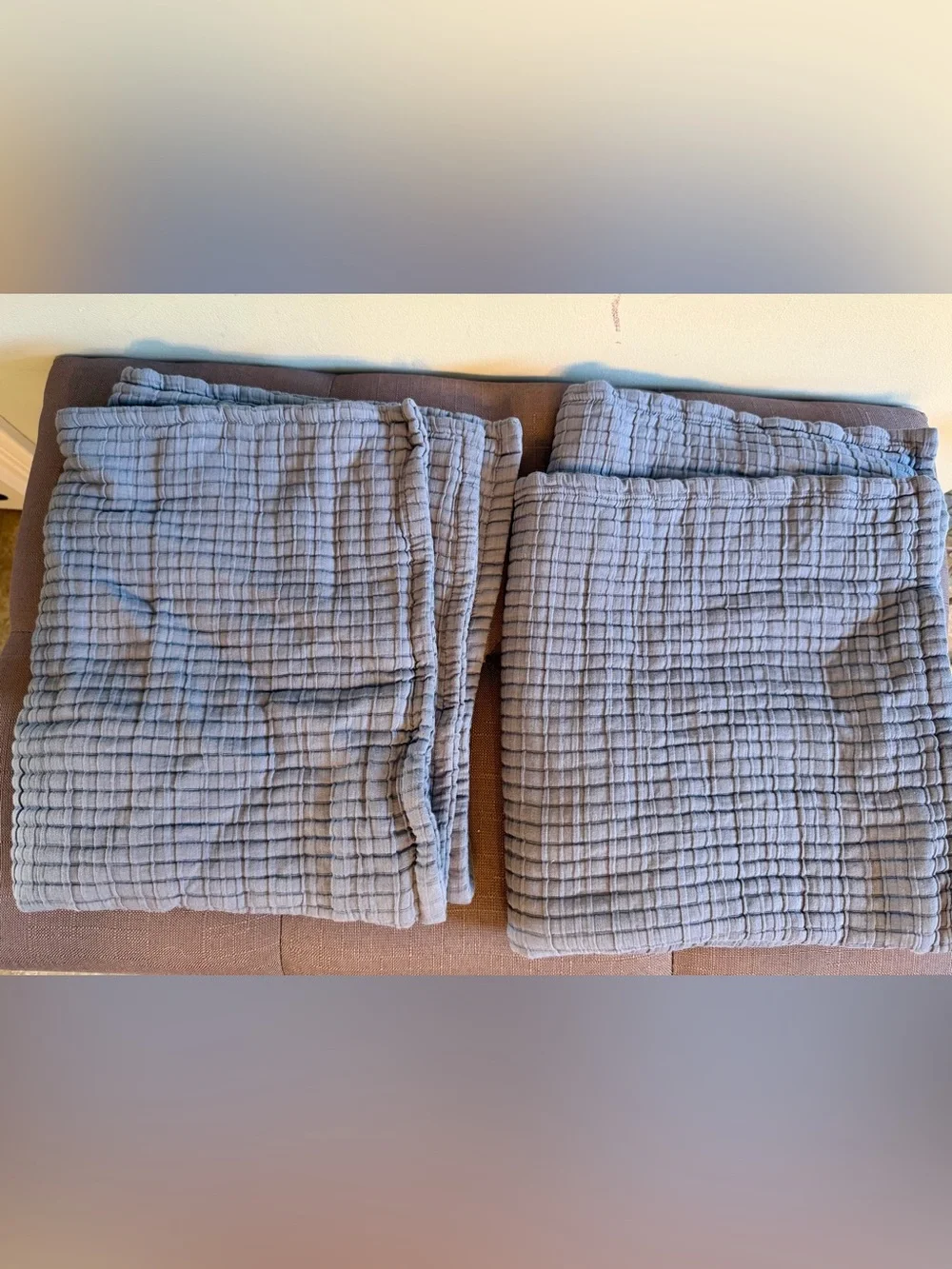 NWT Quince Organic Ribbed Cotton Sham Set in Mineral Blue!